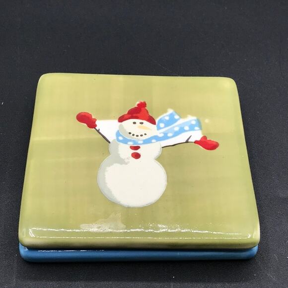 Vintage Eddie Bauer Set of 4 Holiday Coasters Porcelian Square with Felt Feet - Picture 3 of 7